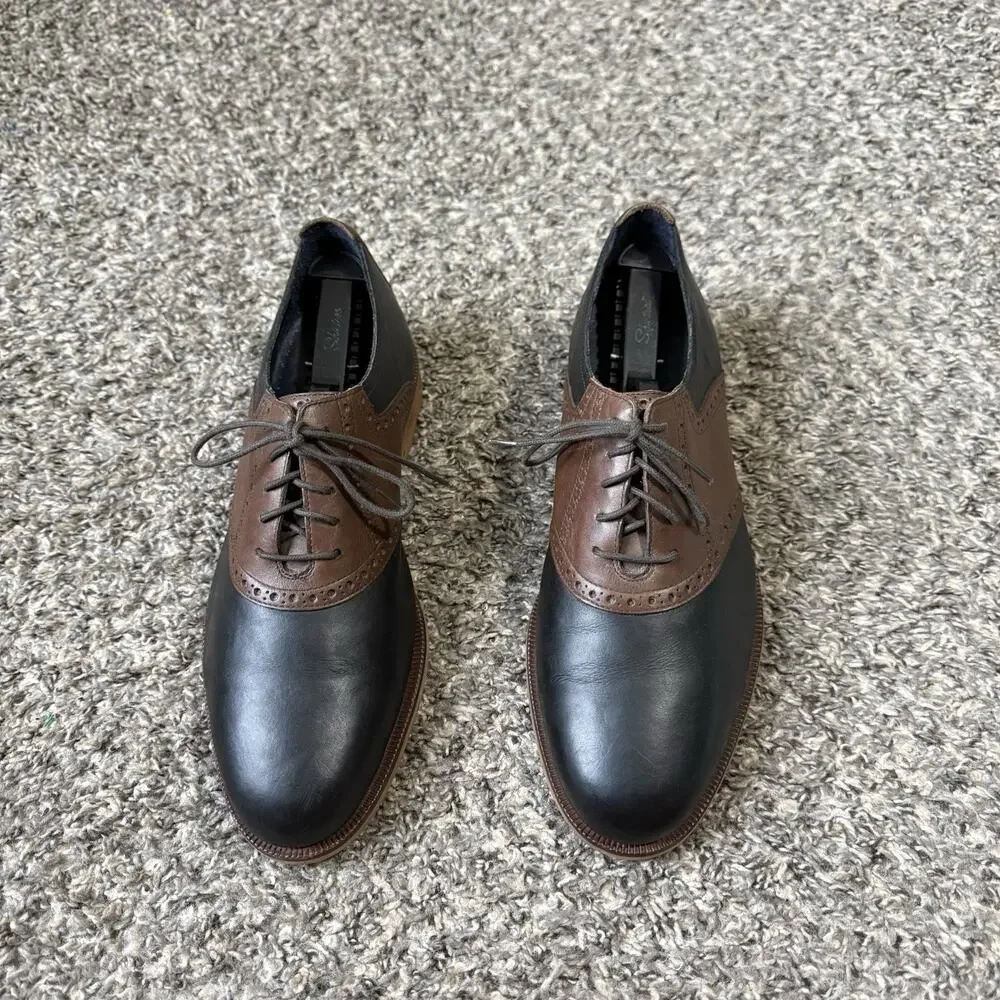 Cole Haan Carter Saddle Oxford Men's Size 9 M Wingtip Derby Shoes Black Brown